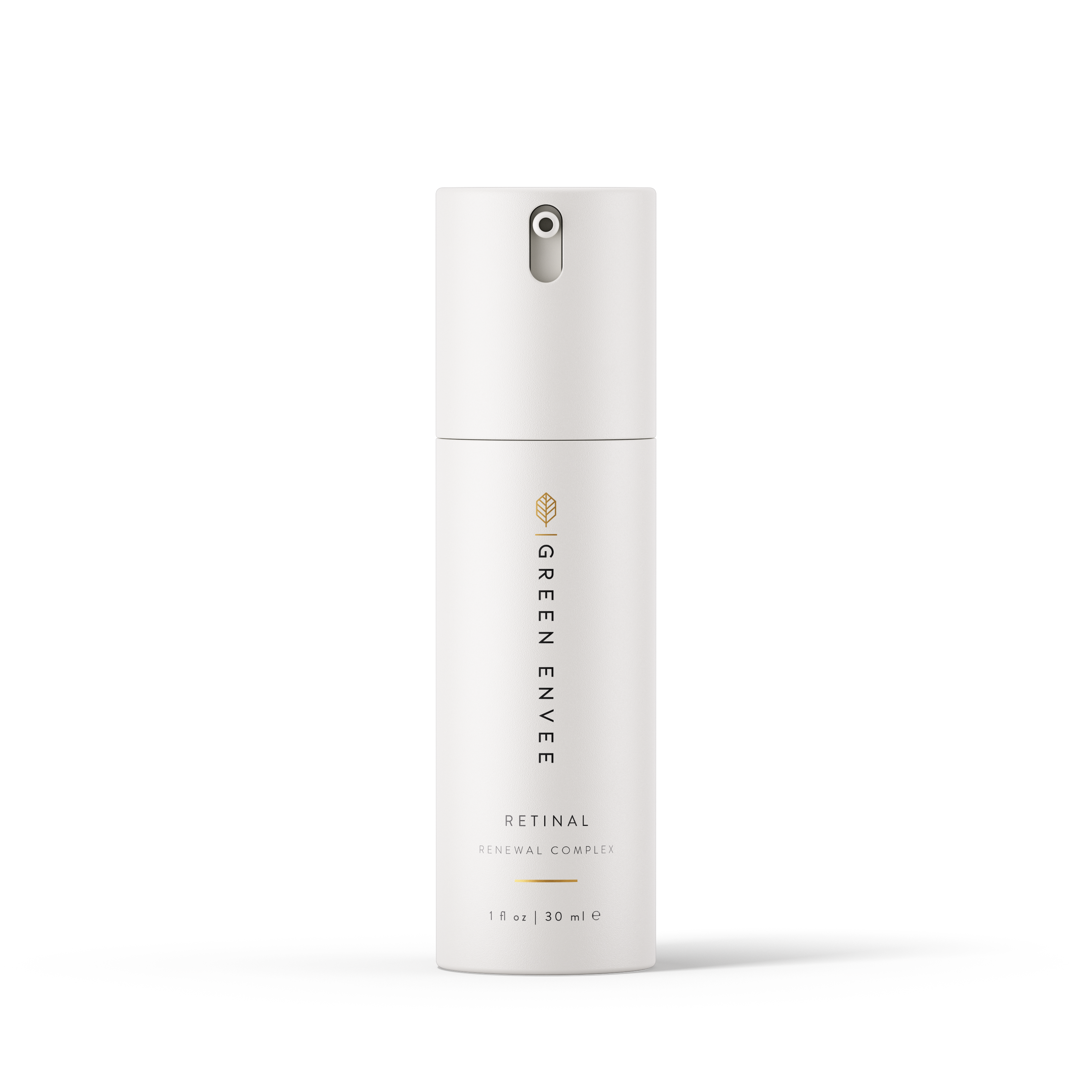 Green Envee Retinal Renewal Complex bottle on white
