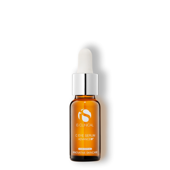 iS Clinical C Eye Serum bottle on white