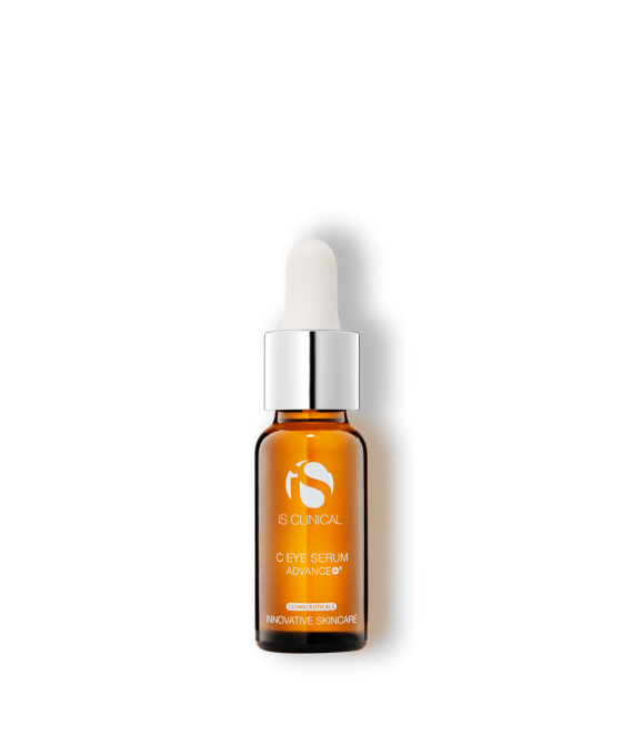 iS Clinical C Eye Serum bottle on white